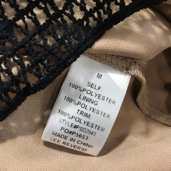 Polagram Anthropologie Black Lace Beige Lining Cocktail Dress ~ Women’s Medium - Picture 9 of 10